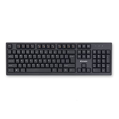 Image of Verbatim Slimline Wireless Keyboard 2.4GHz USB Plug-and-Play Numeric Keypad Adjustable Tilt Legs Wireless Full-Size Computer Keyboard Compatible with PC, Laptop -Frustration Free Packaging Black 70738