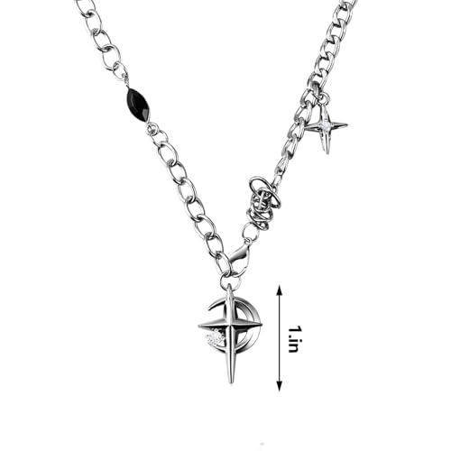 Image of 2 Pcs Cross Necklace Set, Y2K Aesthetic Gothic Jewelry for Men and Women, Punk Style Accessories for Music Festivals and Concerts