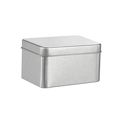 BRIGHTFUFU Square Empty Tin Box Elegant Silver Storage Container for Teas Spices Candies Tinplate with Lid for Organizing