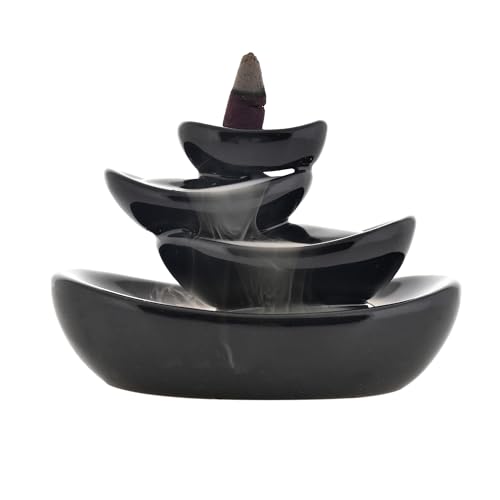 Image of Ceramic Backflow Smoke Fountain Incense Holder with 20 Cones - Smoke Waterfall Burner for Home Decor, Meditation, Relaxation & Gifts