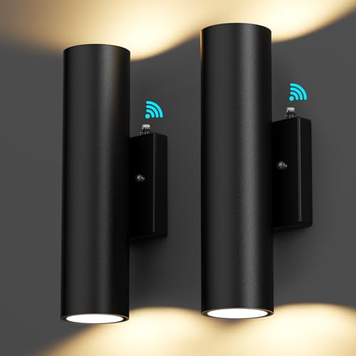 Image of 2-Pack Dusk to Dawn LED Outdoor Lighting, 12W Outdoor Wall Light Fixtures | Modern 2700K Porch Lights Wall Mount, Black Exterior Lighting Fixtures, Waterproof Outside Lights for House, Patio