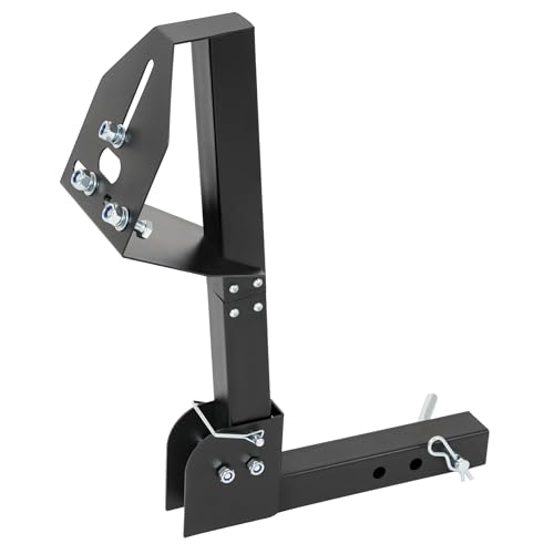 ECOTRIC Trailer Hitch Spare Tire Carrier Fits 4 & 5 & 6 Lugs Trailer Wheels Compatible with Truck with 2 Inch Hitch Receiver Adjustable Rack Holder Mount Black