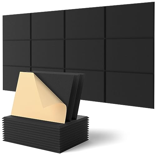 Acoustic Panels Self-Adhesive, 12 X 16 X 0.4, 12 Pcs Sound Absorbing Panels, Sound Proofing Panels for Home Decoration and Wall Protection, Sound Proofing for Walls