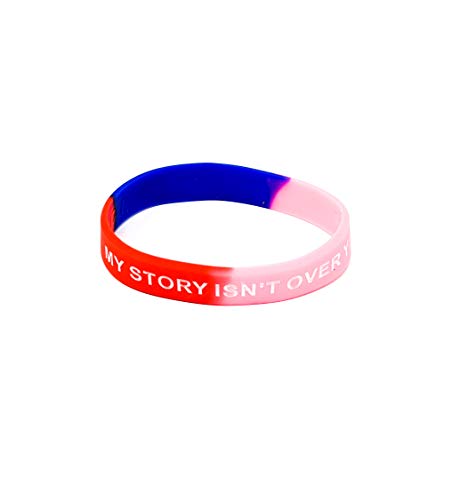 My Story Isn't Over Yet; Mental Health Awareness Bracelet Wristbands Mental Health Matters (Medium 18cm, Red/Pink/Blue)