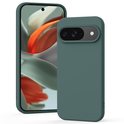 Image of Tobfit Back Cover Case Compatible with Google Pixel 9 /9 Pro, Case Cover Rugged Flexible Durable Anti-Slip Silicone Protection Shockproof Google Pixel 9 /9 Pro Back Cover (Dark Green)