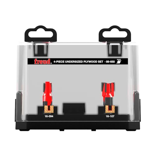 Freud 4 Piece Undersized Plywood Bit Set - Ideal for Routing Accurate Grooves in Undersized Panels -...