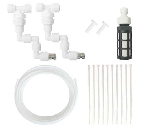 Eadabok Reptile Terrariums Misting Accessories kit, 2PCS Adjustable Reptile Mister Nozzles, with 16ft 1/4 inch Tube, White