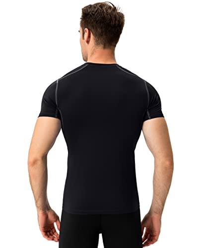 Men's Compression Shirts Short Sleeve Workout T Shirts Athletic Sports Base Layer Cool Dry Gym Tops Undershirts3
