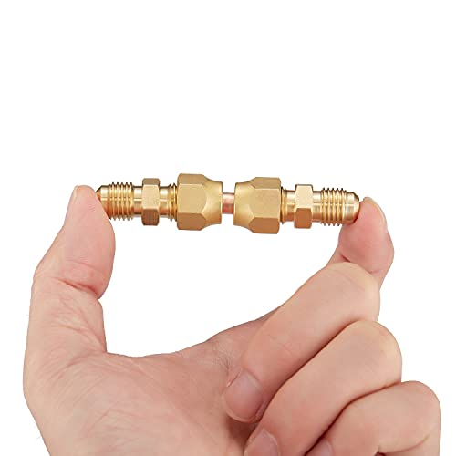 Litorange 4 Pcs Brass 1/4" Flare Male X 1/4 Inch Male Flare Tube Coupler Pipe Fitting & 2 Pcs 1/4" X 1/4" Female Flare Swivel Brass Adapter Female Swivel Nut,Flare Tube Fitting(Pack Of 6) #TOP2