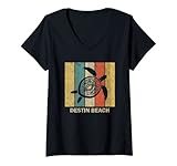 donna destin beach florida retro 80s tribale sea turtle maglietta con collo a v