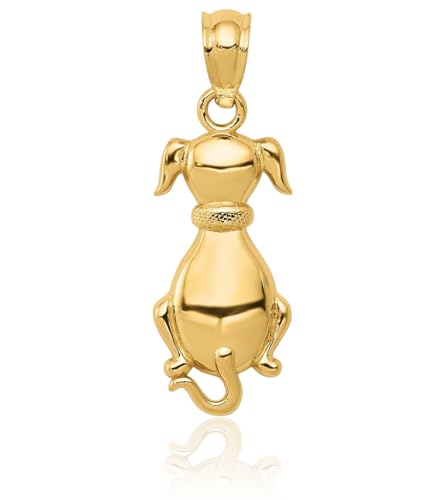 IceCarats 14K Solid Yellow Gold Dog Necklace Chain Pendant Charm3