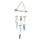 NOLITOY 風鈴付き壁アート 装飾魚デザイン 海洋テイストの家用壁装飾 リビング寝室キッチン対応 吊り下げ式風鈴ペンダント