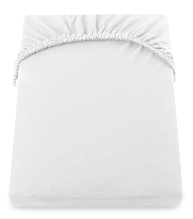 texpot Jersey Fitted Sheet 90 x 200 - 100 x 200 cm - White 100% Cotton Box Spring Fitted Sheets, 90x200 - 100x200 cm