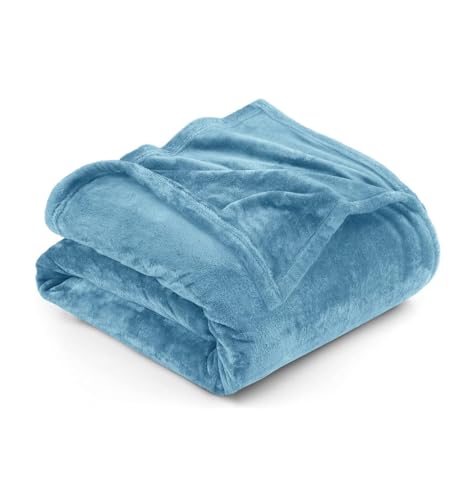 Image of Cotton Bolls Textiles Super-Soft Mid Winter Fleece Double Blanket Cozy Heaven Deluxe Fleece Blanket Ultra-Soft Fluffy & Warm, 90 X 90 Inches (Aqua)