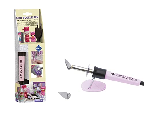 Pebaro 0210 Mini Bügeleisen, 2 Aufsätze, Stoff, Aufbügeln, Aufbringen...