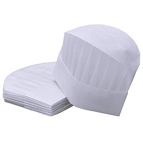 Qerwsdty Unisex Kids White 25 Packs Of Disposable Chef Hat Sms 100% Non-Woven Kitchen Cooking Hats Cap Baking