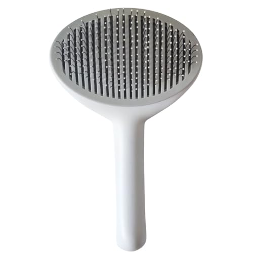 Escova Tira Pelos Autolimpante para Pets - Cerdas de Aço Inoxidável, Ergonômica, Fácil de Limpar, Az