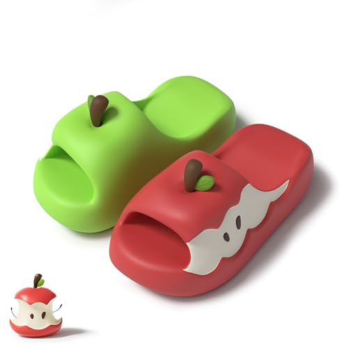 Zureto Apples Slippers for Women Men, Cute Summer Apples Shaped Fruit Slippers Sandals Non-Slip Sole Slides