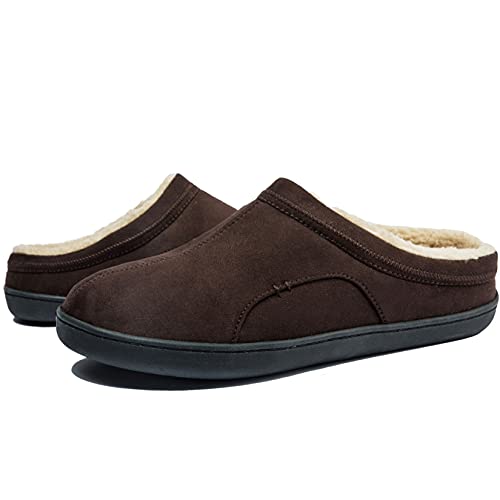 Hombre Zapatillas de Casa Antideslizantes Espuma de Memoria Invierno Pantuflas Interiores y Exteriores, Talla 39-50 (Cafe, 49/50 EU, Numeric_49) Cover