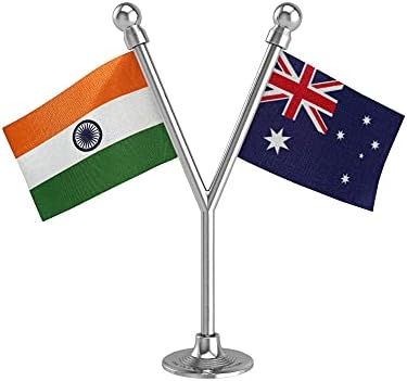 The Flag Corporation India & Australia Car Dashboard Flag 2in x 3in With A Plastic Liquid Chrome Base