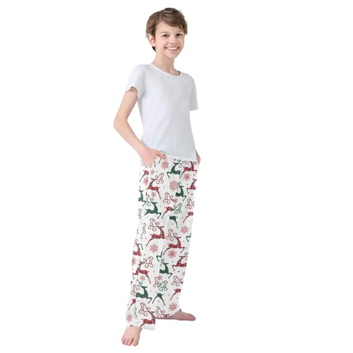 Boys' Pants Christmas Deer Snowflake Long Bottoms Jogger Pants Elastic Waist Trousers with Pockets S-XL4