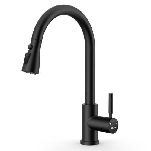 WEWE Kitchen Faucets with Pull Down Sprayer, Stainless Steel Single Handle 1 Hole for Family Kitchen...