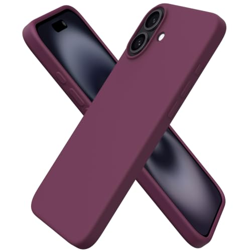 ORNARTO Case for iPhone 16 Plus Liquid Silicone Case iPhone 16 Plus 6.7 Inches Soft Case Multi-Layer Protection Anti-Scratch Anti-Shock Slim Case with Microfiber Lining Garnet