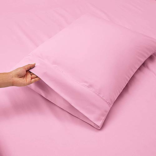 Image of Light Pink Bedsheet with 4 Pillow Covers 400TC 100% Egyptian Cotton Premium 5 Piece Bedsheets Twin Size