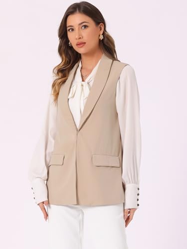 Allegra K Women's Sleeveless Blazer Shawl Collar Open Front Work Office Suit Vest Jacket2