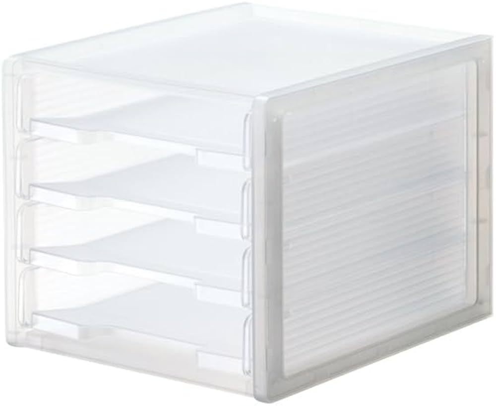 Amazon | A4引き出しトレー4段 クリア 幅27×奥行34×高さ26cm 1台