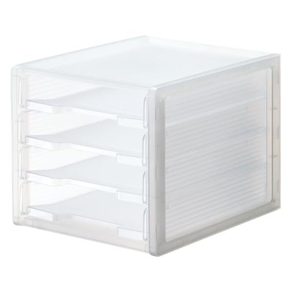 Amazon | A4引き出しトレー4段 クリア 幅27×奥行34×高さ26cm 1台
