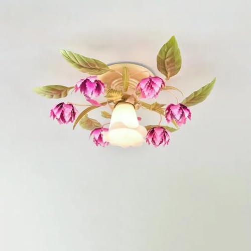 Lámpara de techo de cristal de flores con acabados premium estilo francés