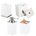 mDesign Bath Accessory Set for Vanity Countertops, Cabinets - Set of 4, White/Brushed