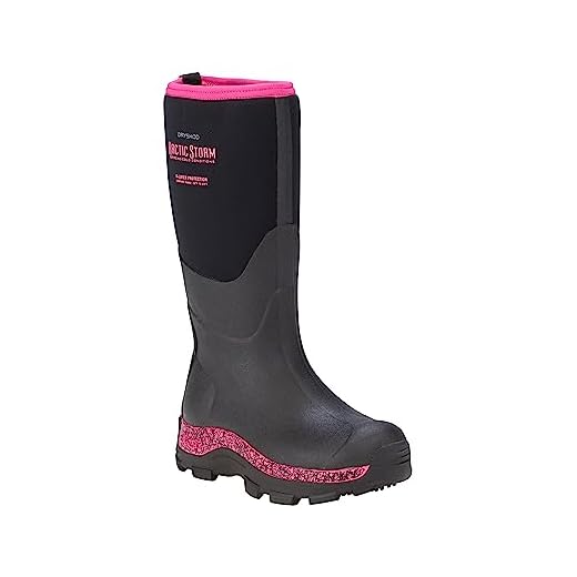 Dryshod Womens Arctic Storm Extreme-Cold Conditions Winter Boot, Black/Pink, 8