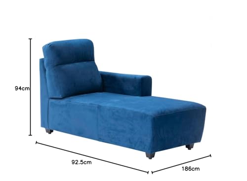 Image of Wakefit Sofa Set | 3 Year Warranty | Sofa 3 Seater, 3 Seater Sofa for Living Room, Wooden Sofa Set, 3 Seater + Right Aligned, Sofa for Living Room - Belize(Fabric-Velvet : Blue)