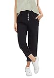 ellos Plus Size Ribbed Elastic Waist Linen-Blend Capris - 20, Black
