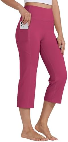 WILLIT Caprihose Damen Yogahose Sporthose Capri Leggings High Waist Hosen Crop gerades Bein Sommerhose Freizeithose Sport Übung Workout 21" mit Taschen