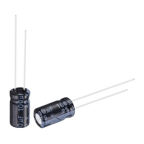 sourcing map 100uF 25V 6x11mm Electrolytic Capacitor, Radial Leads Aluminum Capacitors for TVs, LCD Monitor, VCD, 50Pcs