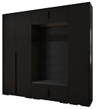 ABIKSMEBLE Set di mobili Inova 1 - Armadio moderno - per camera da letto, soggiorno, ingresso, cameretta - Mobile contenitoreper Vestirsi - 236,7x250x47cm - Nero, Manila 18, Nero