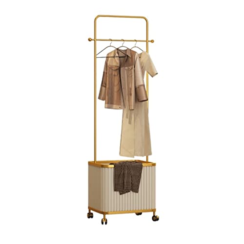 XCHSXYL Perchero de pie nórdico Creativo con Ruedas, Perchero para el hogar, Dormitorio, Perchero de Suelo, Sala de Estar, cesto para Ropa Sucia, Perchero de Almacenamiento