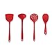 jijunpinpai Silikonowy zestaw łyżek do łopatki, odporne na wysokie temperatury i przeciw oparzeniom nieprzywierające naczynia kuchenne, łyżka do zupy szpatułka durszlak łyżka do ryżu czerwony zestaw 4