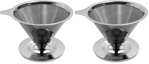 Image of The London Sip Stainless Steel Coffee Dripper Pour Over Coffee Maker, Coffee Slow Brewing Accessories for Home, 1-4 Cup (Pack of 2)