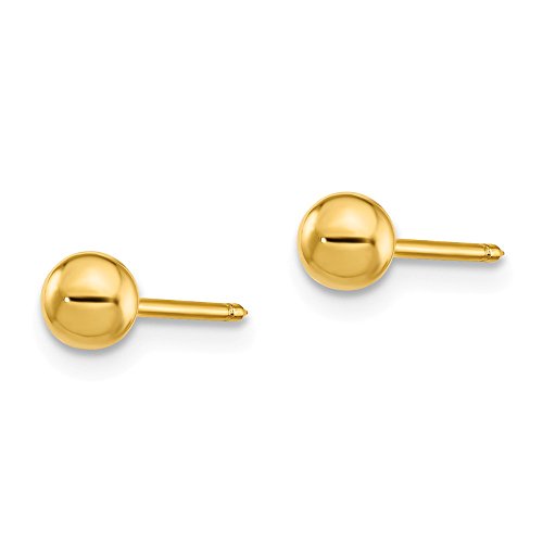 14k Yellow Gold 4mm Ball/Long Post Earrings2