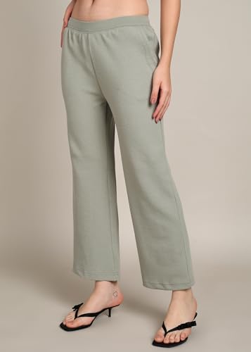 Image of Alan Jones Clothing Women's Straight Fit Mid Rise Solid Stretch Waffle Straight Pants