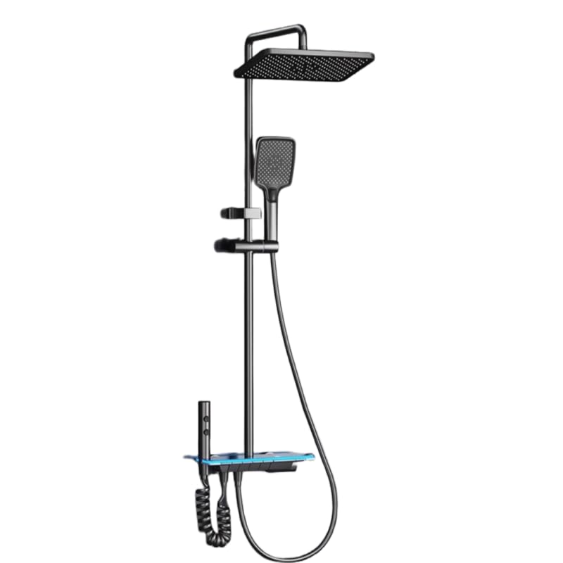 Colonne de Douche Gris Titane avec Tête Carrée - Colonne de Douche 4 Modes et Hauteur Réglable - Tête de Douche, Jet, Robinet et Pommeau de Douche