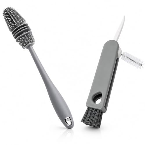 Image of Bottle Cleaning Brush Set for Water Bottles, Caps, Straws, Tumblers, Kitchen Cleaning Brush 3 in 1 Multipurpose