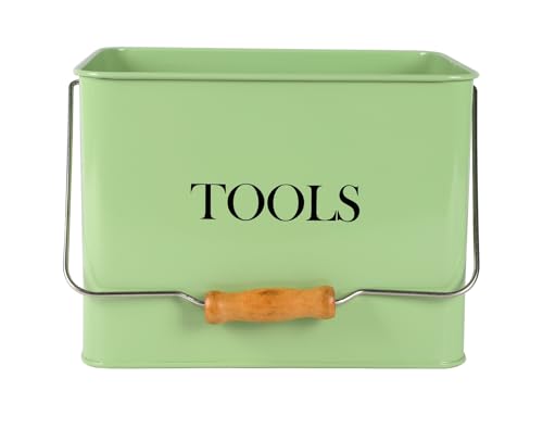 Gdfjiy Metal Garden Tool Caddy, 3 Compartments Garden Tool Organizer with Handle, Garden Tool Box for Indoor and Outdoor, Gardening Tool Kit Holder Empty, Gardening Supplies, Gardener Gift (Green)