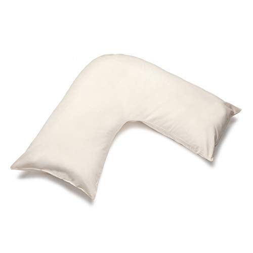 Comfortesy Orthopedic Wedge Pillow Colored V Shaped Pillows Back & Neck Support Medium Firm Pillow with Hollow Fiber Filling Ideal for Maternity Nursing Pregnancy (Cream)