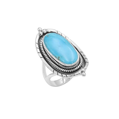 Bague turquoise Arizona ovale, cadeau original en argent pour femme