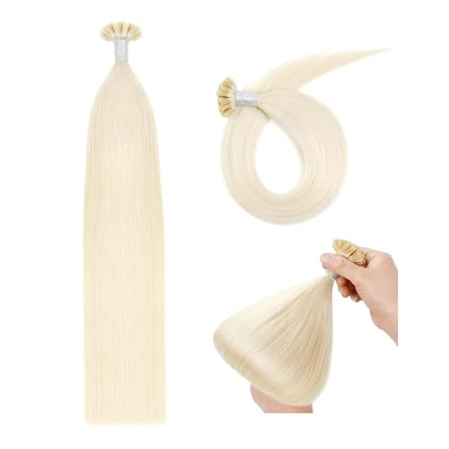 Extensions de cheveux Naturel kératine 50cm Remy Cheveux Humain Pre Bonded U Tip Hair Extensions (50g #60 Blond Platine)